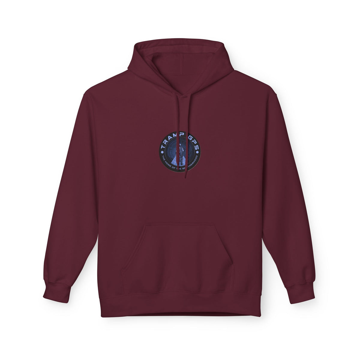 Tramp GPS Logo Hoodie — Retro Badge Graphic Pullover
