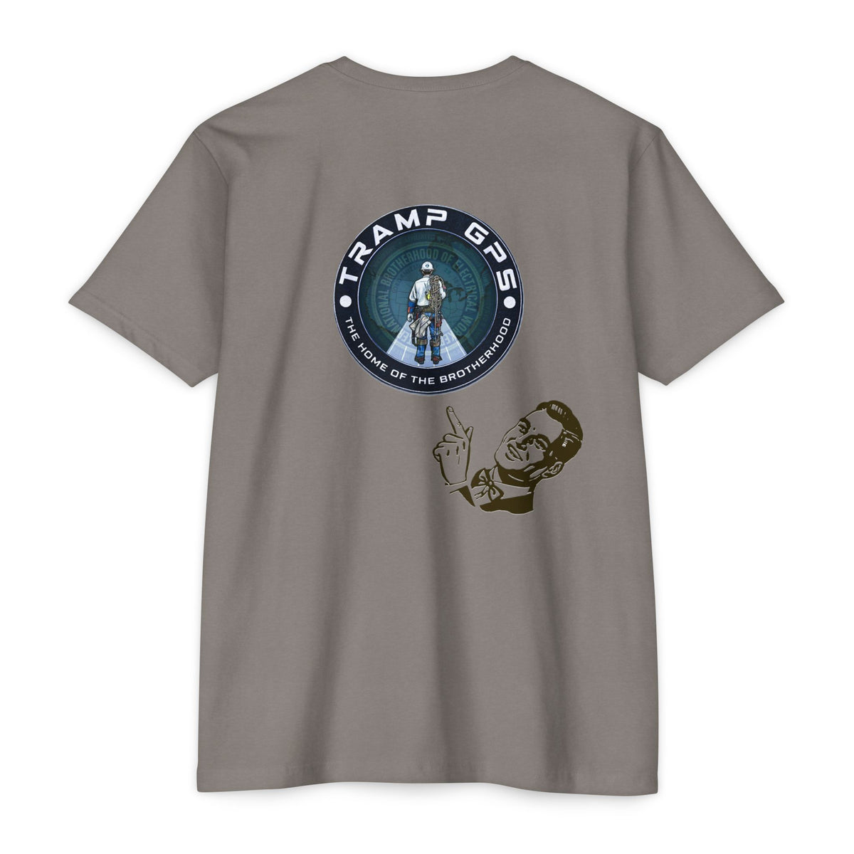 Tramp GPS Graphic T-Shirt — Retro Explorer Patch Design