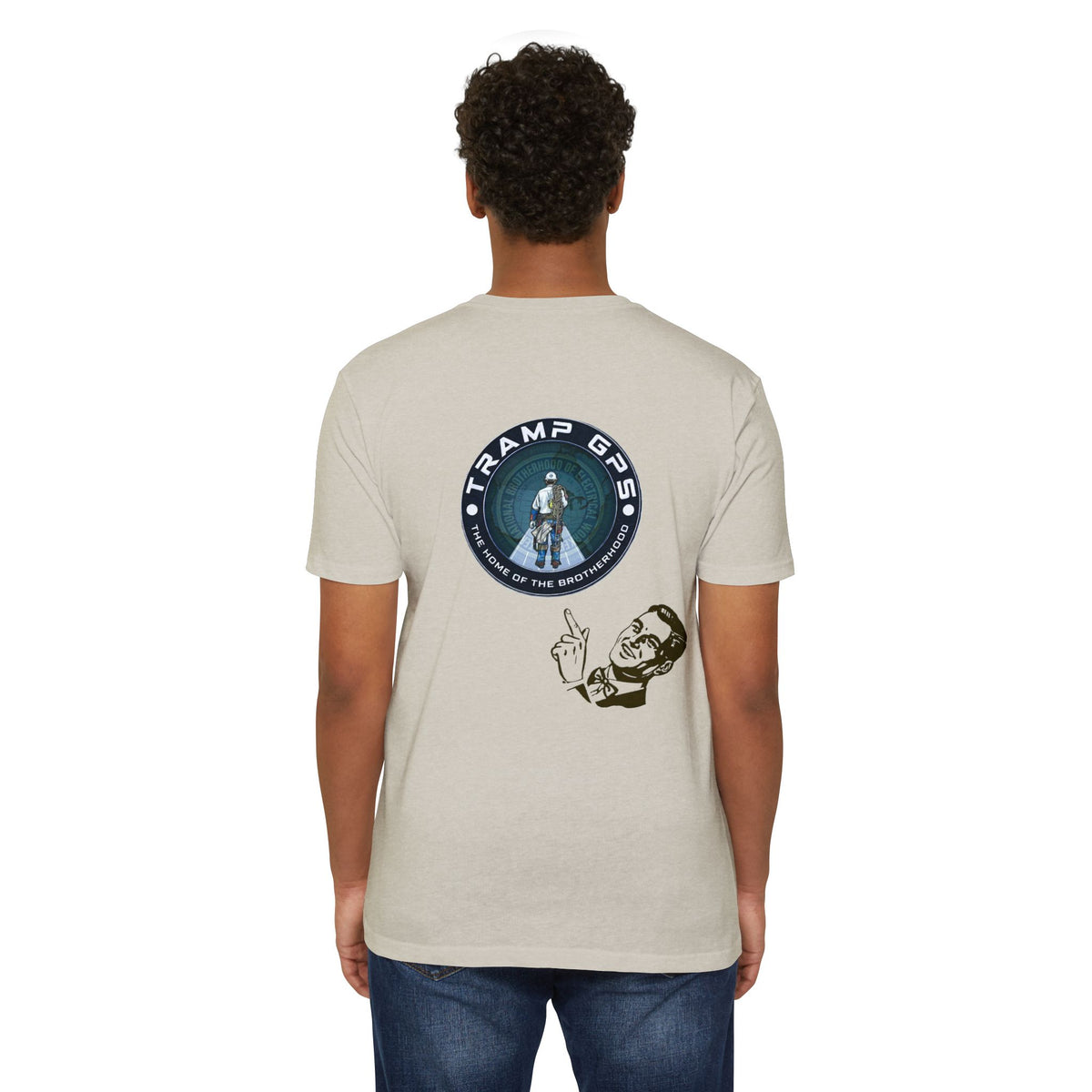 Tramp GPS Graphic T-Shirt — Retro Explorer Patch Design