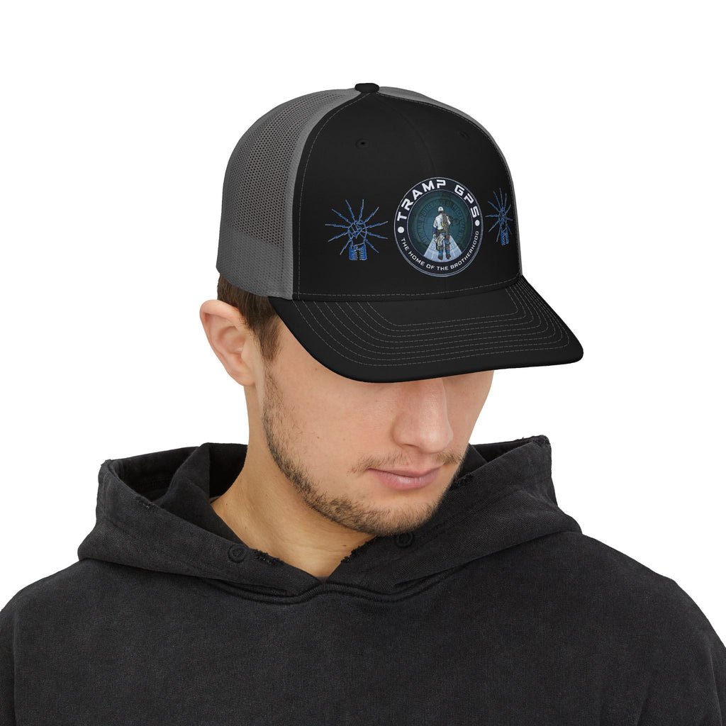 Trucker Cap — ‘Tramp Gps’ Vintage Explorer Patch Snapback