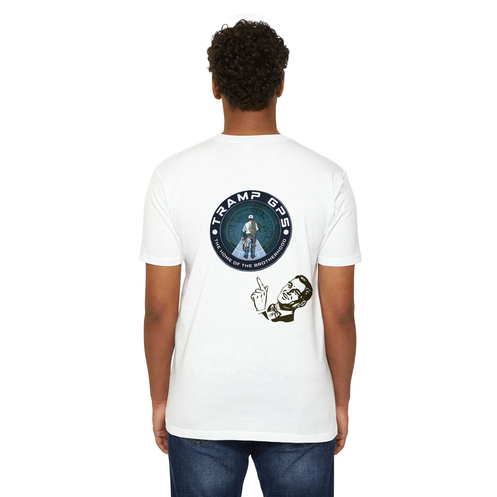Tramp GPS Graphic T-Shirt — Retro Explorer Patch Design