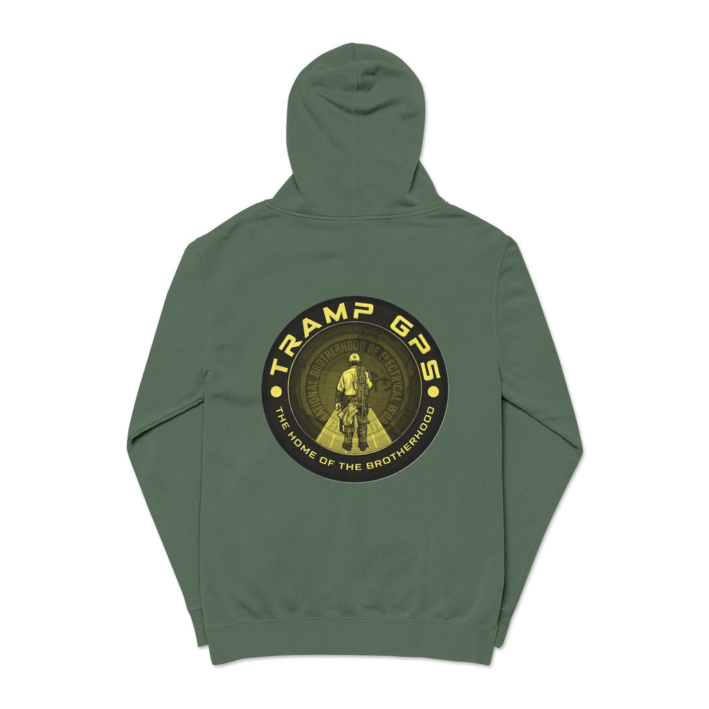 Tramp GPS Hoodie — Vintage Outdoor Badge Pullover
