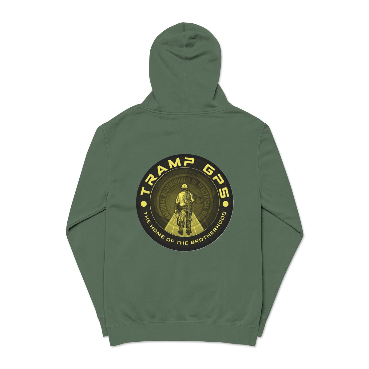Tramp GPS Hoodie — Vintage Outdoor Badge Pullover