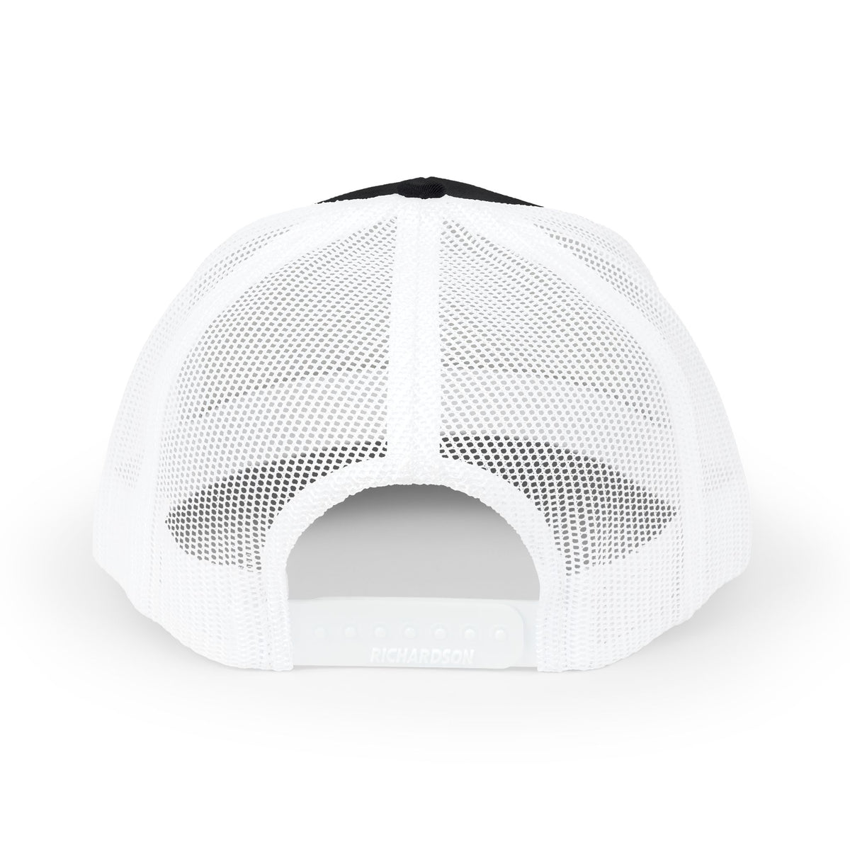 Black & White Trucker Cap with Vintage Mountain Patch – Outdoor Snapback Hat