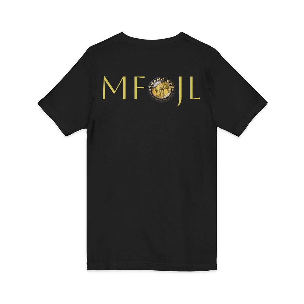 Moon Phase Logo V-Neck Tee — MFJL Gold Emblem
