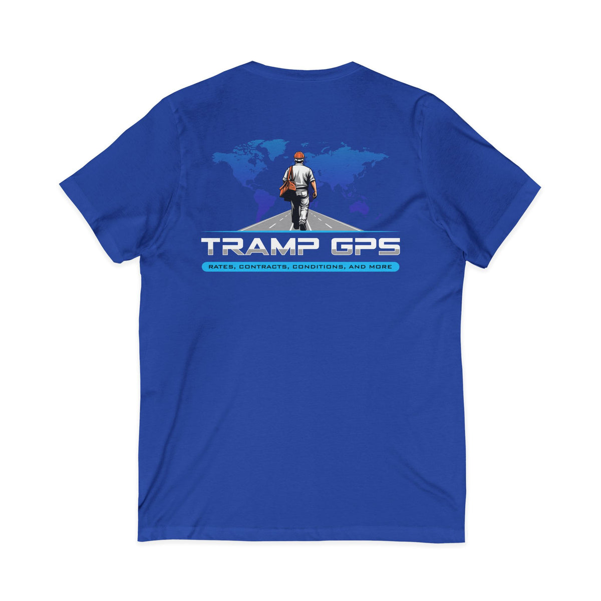 Traveler Graphic V-Neck Tee — Adventure World Map Back Print