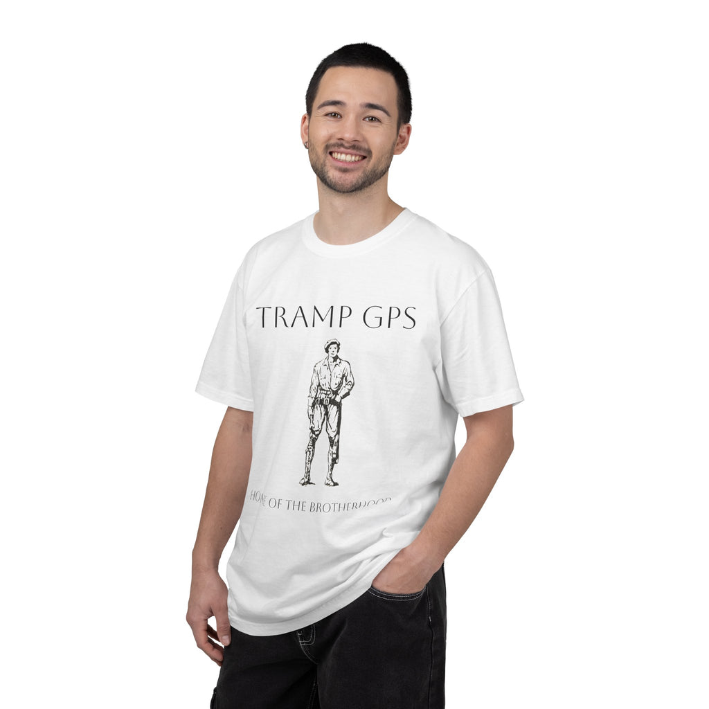 Tramp GPS Vintage Explorer T‑Shirt — "Tramp GPS: Home of the Broken Brigade"