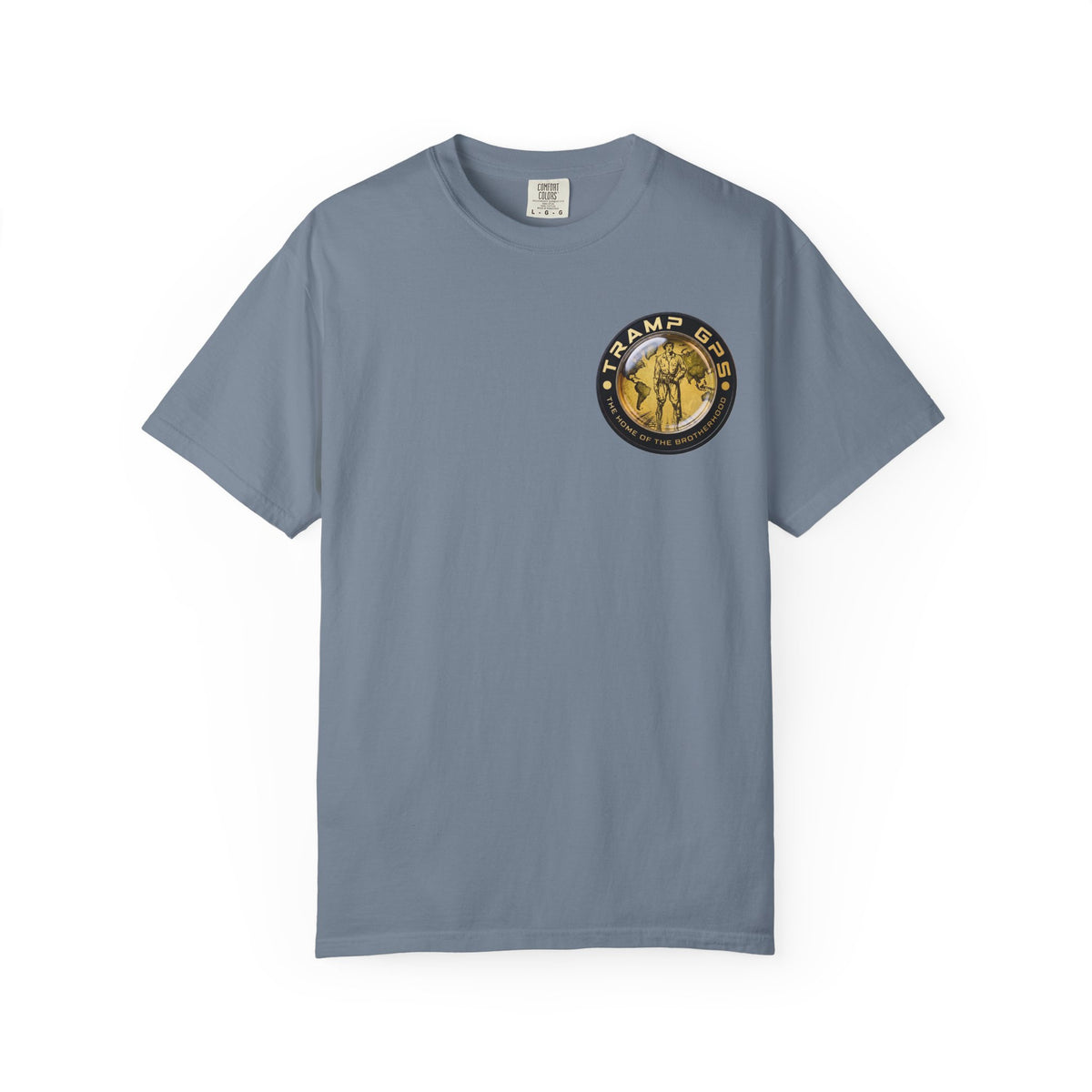 Tramp GPS Graphic T‑Shirt — "Tramp GPS: The Home of the Brotherhood"