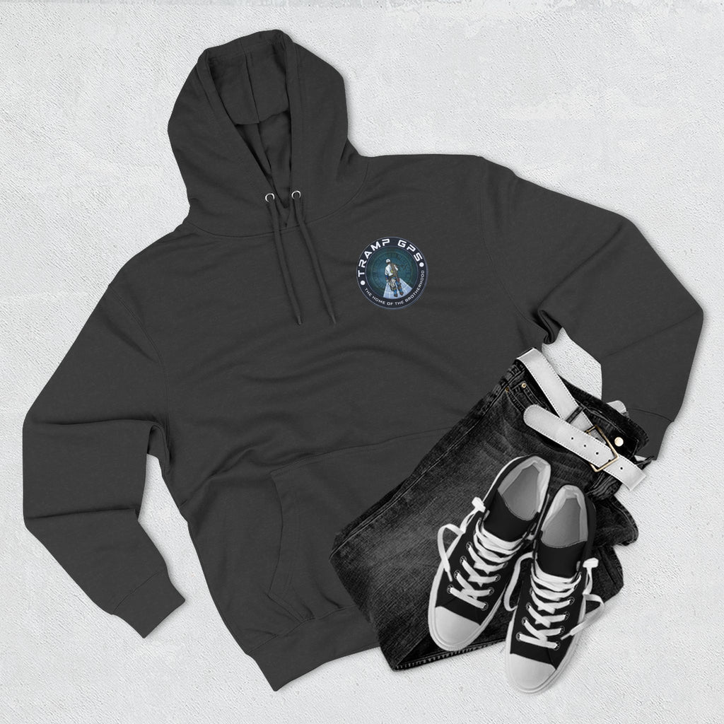 Tramp GPS Hoodie — 'The Home of the Brotherhood' Travel & Adventure Pullover