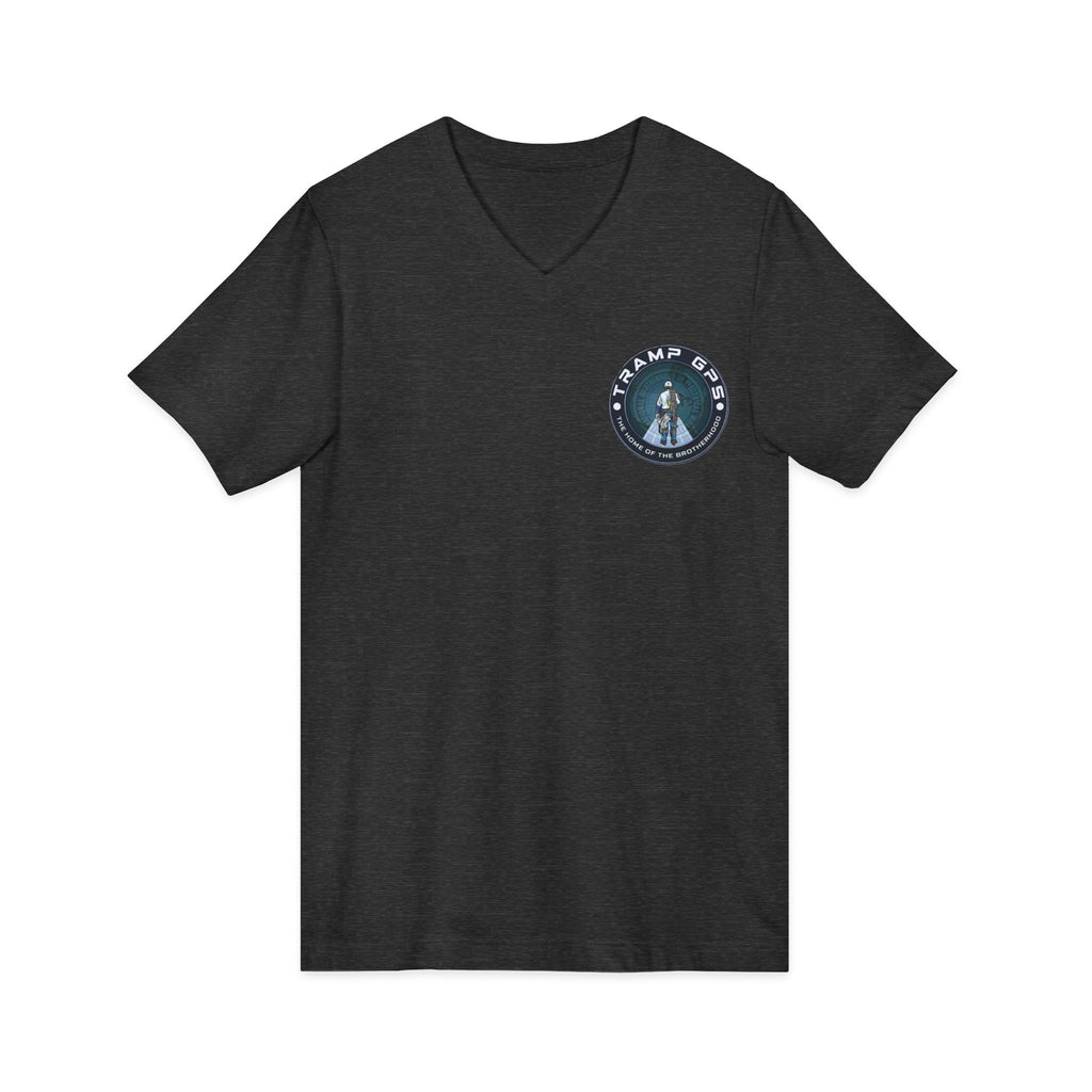Traveler Graphic V-Neck Tee — Adventure World Map Back Print
