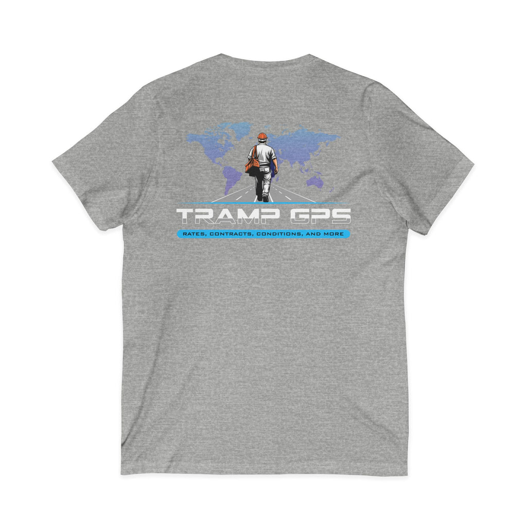 Traveler Graphic V-Neck Tee — Adventure World Map Back Print