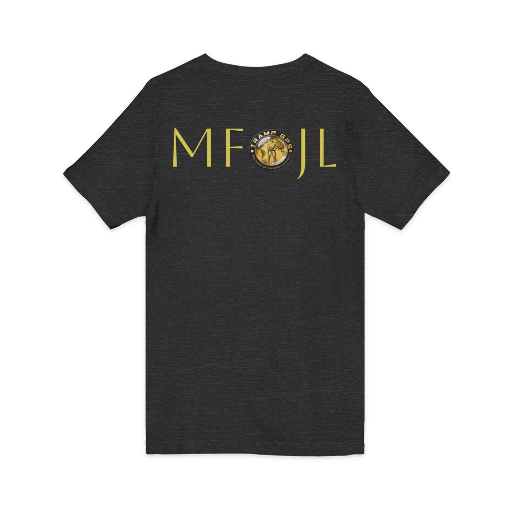 Moon Phase Logo V-Neck Tee — MFJL Gold Emblem