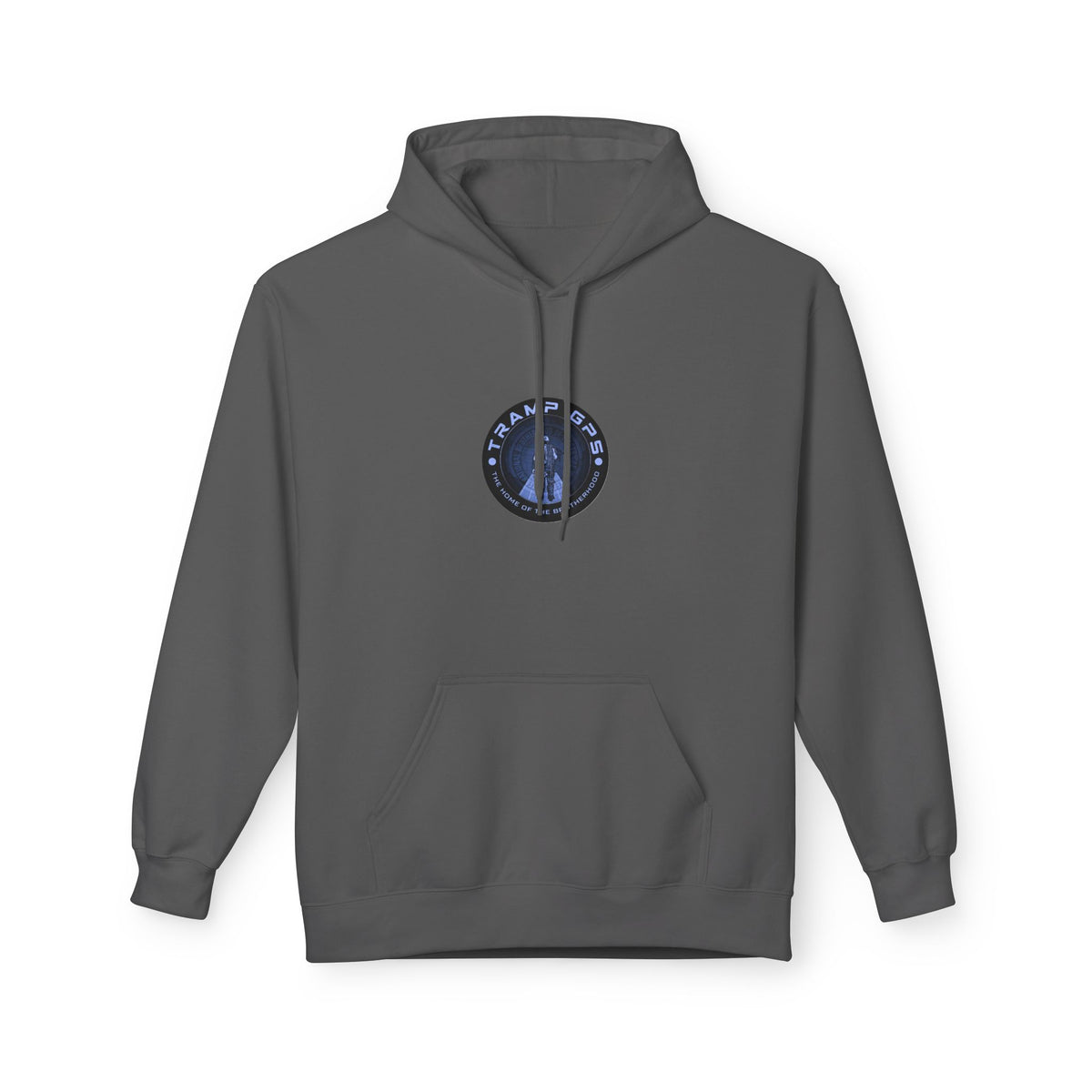 Tramp GPS Logo Hoodie — Retro Badge Graphic Pullover