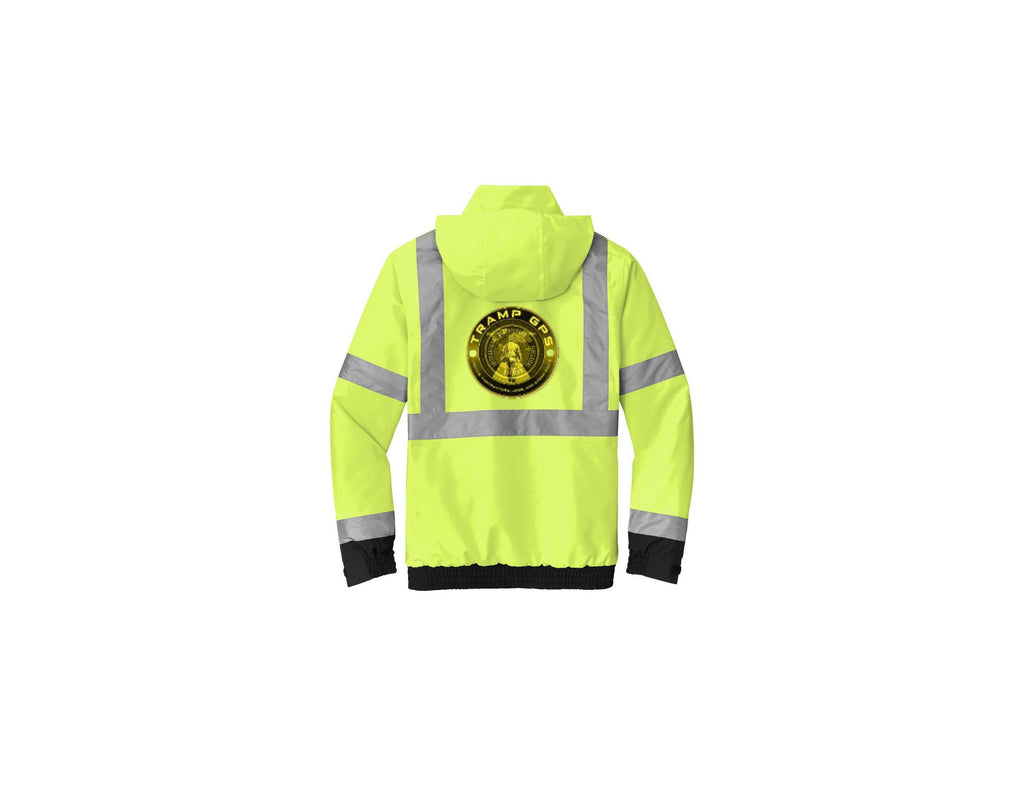 High-Visibility Insulated Bomber Jacket — ANSI Class 3 Waterproof Safety Jacket with Reflective Stripes